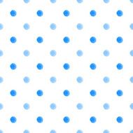 Blue watercolor polka dots on a white background