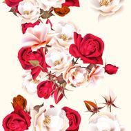 Floral seamless pattern with white and red roses