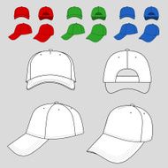 Baseball tennis cap outlined colored template