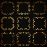 Vector set of gold decorative borders frame N13