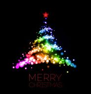 Shiny Christmas tree in black poster