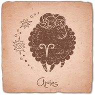 Aries zodiac sign horoscope vintage card