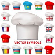 Set of national cuisine icons Vector symbols