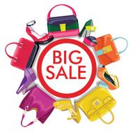 Colored fashion women&#039;s handbag and high-heeled shoes