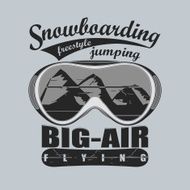 Snowboarding winter sport emblem T-shirt - vector