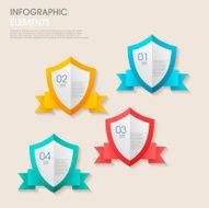 modern vector abstract step shield lable infographic elements