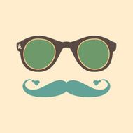 Vintage hipster sunglasses and mustache vector object N5