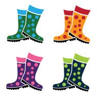 set of colorful gumboots