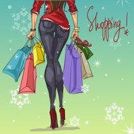 Pretty fashionable woman with shopping bags N4