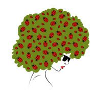 abstract ladybugs hair - Illustration