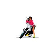 Young sexy woman sitting on motorcycle Vector Illustration