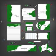 Stationery template design set with torn paper N3