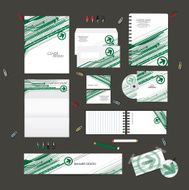 Stationery template design set with arrow technology on background N3