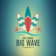 Vector Retro Style Surfing Labels Logos