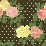 Pattern with pink and yellow roses in vintage style N2