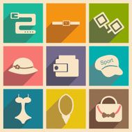 Flat with shadow concept and mobile application fashion accessories N2