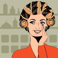 Woman with curlers in their hair N13