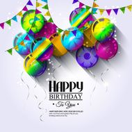 Birthday card with colorful balloons and bunting flags