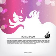 Abstract purple silhouette of a girl with flowing hai