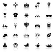 Hipster icons with reflect on white background