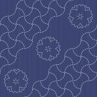Traditional Japanese Embroidery Ornament with blooming sakura flowers