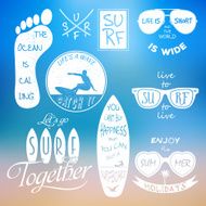 Surfer vector set Vintage elements and labels