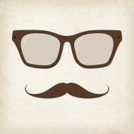 Retro hipster mustache and glasses