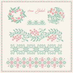 Cross stitch Embroidered frame in folk style N2
