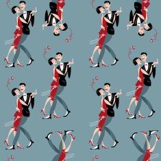 Dancing couple Art deco Retro Seamless background pattern