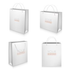 Set of blank white shopping bags isolated on background