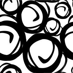Vector black & white seamless pattern with round asymmetrical shapes N2