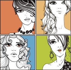 vector collection of hand-drawn portraits N2