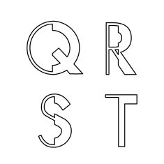 alphabetic font Q R S and T