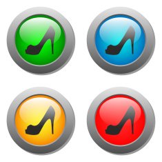Lady shoe icon on buttons set