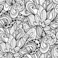 monochrome seamless abstract hand-drawn elements