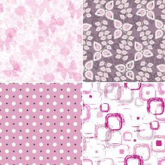 Set seamless vintage pink pattern
