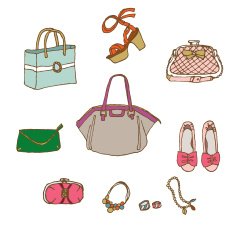 Hand drawing sketch of fashion accessories