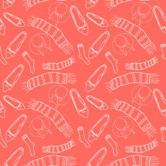 Seamless orange pattern with accessories