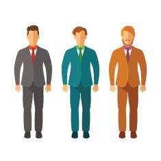 Set of vector businessmen in suits flat style