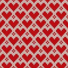 Seamless knitted pattern with hearts Valentine's Day background