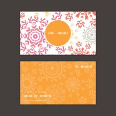 Vector folk floral circles abstract vertical round frame pattern business N2
