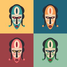Set of colorful carnival masks