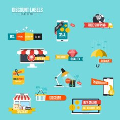 Collection of Sale Discount Styled Banners Flat style