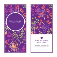 Vector colorful garden plants vertical round frame pattern invitation greeting
