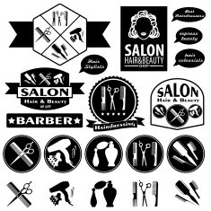 Set Of Vintage Barber Shop Badges N2