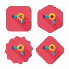 Hair dryer flat icon with long shadow N2