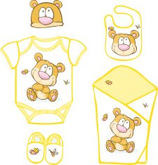 Cute Baby Layette with bear and butterfly