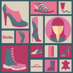 Footwear elements icons set