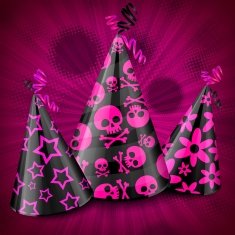 Goth party hats on pink