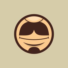 Smiling Mouth with Moustache in Circle Vector N2